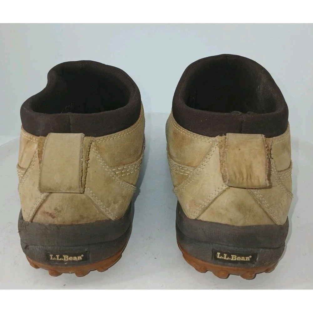 Vintage L L Bean Mens Duck Boots/shoes Tan Leather Low Top Snow Waterproof 12 C1